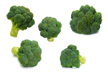 Fresh tasty broccoli isolated on white background.