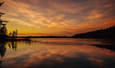 sunset over the lake