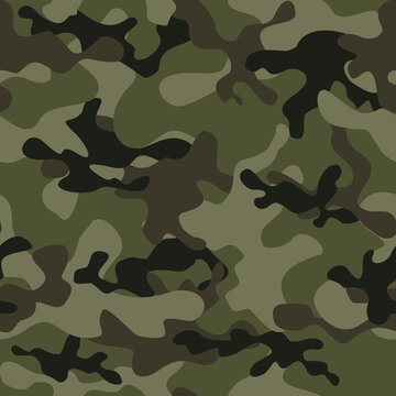 Camouflage pattern vector khaki background, repeat print. Forest design.