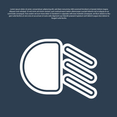 Blue line High beam icon isolated on blue background. Car headlight. Vector.