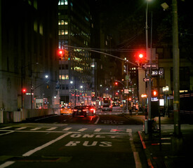 evening street scene in New York city