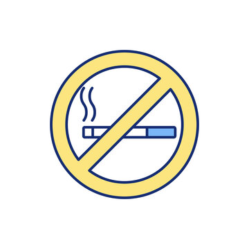 Smoking Cessation RGB Color Icon. Nicotine Replacement Therapy. Damage To Lungs. Avoiding Harmful Health Consequences Risk. Quitting Smoking. Nicotine Withdrawal. Isolated Vector Illustration