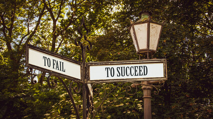 Fototapeta premium Street Sign TO SUCCEED versus TO FAIL