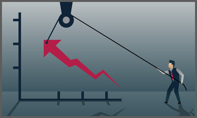 vector illustration of businessman improve the business profit