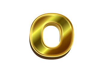 3d golden letter O. Luxury gold alphabet on white background