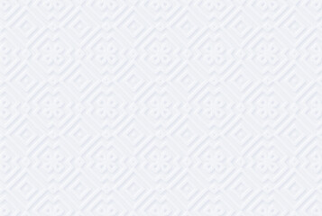 White light geometric rhombus seamless pattern. Minimalistic beautiful matte ceramic tile for kitchen, living room, bathroom. Traditional ornamental moroccan style. Neumorphism. Female pure background