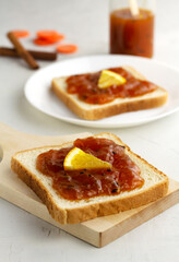 Home made carrot orange jam and sandwiches