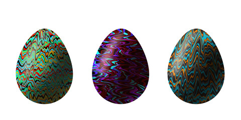 bright easter eggs on white background