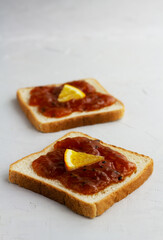 Sandwiches with home made carrot orange jam