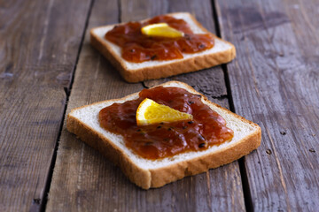 Sandwiches with home made carrot orange jam