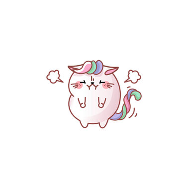 Cat Kitty kitten restrains anger angry kawaii chibi Japanese style Emoji character sticker emoticon smile emotion mascot