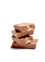 Chocolate bars stack isolated on white