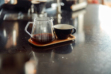 coffee making staff in cafe, espresso machine