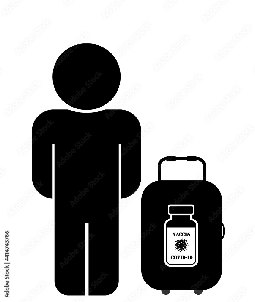 Wall mural Homme avec un flacon de vaccin contre la covid-19 dans une valise