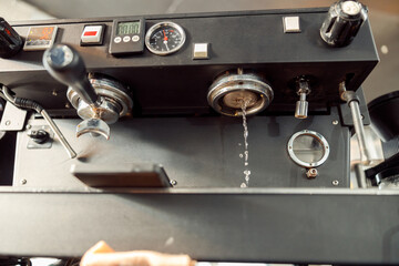 coffee making staff in cafe, espresso machine