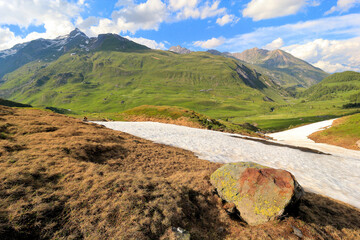 Landscape on mountains and glacier from 
Little Saint Bernard near La Thuile