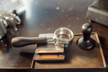 coffee making staff in cafe, espresso machine