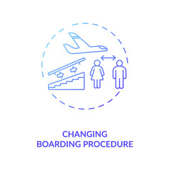 Changing boarding procedure concept icon. Travel during covid 19 idea thin line illustration. Pandemic adaptation. Negative covid test. New normal. Vector isolated outline RGB color drawing