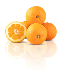 orange have shadows Mirror reflection isolated on white background​ and clipping​ path​