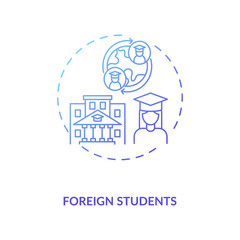 Foreign students concept icon. Service optimization. Travel during covid 19 breakdown idea thin line illustration. Moving to another county for study. Vector isolated outline RGB color drawing.
