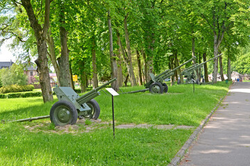 KALININGRAD, RUSSIA - JUNE 14, 2020: Artillery pieces in an open museum exhibition. Fort No. 5...