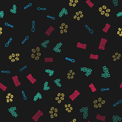 Set line Spoon, Candy, Coffee beans and Electronic scales on seamless pattern. Vector.