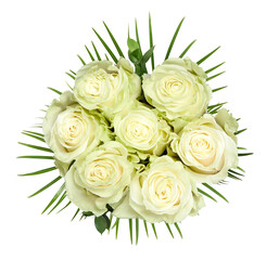 bouquet of white roses and clipping path 