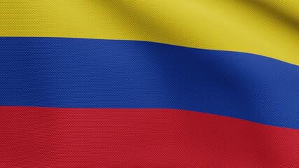 3D illustration Colombian flag waving in wind. Colombia banner blowing soft silk