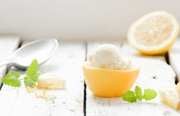 Zitroneneis Zitrone Eis Sorbet Zitronensorbet