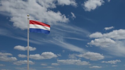 3D illustration Dutch flag waving in wind. Netherlands banner blowing, soft silk