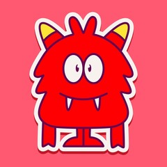 cute monster cartoon doodle design for coloring, backgrounds, stickers, logos, symbol, icons and more