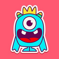 cute monster cartoon doodle design for coloring, backgrounds, stickers, logos, symbol, icons and more