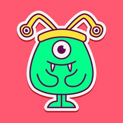 cute monster cartoon doodle design for coloring, backgrounds, stickers, logos, symbol, icons and more