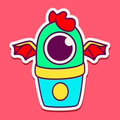 cute monster cartoon doodle design for coloring, backgrounds, stickers, logos, symbol, icons and more
