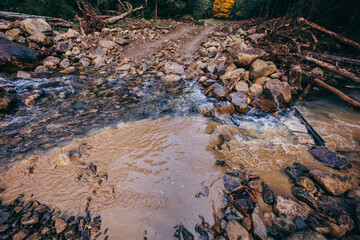 Water next to the rock a mountain