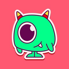 cute monster cartoon doodle design for coloring, backgrounds, stickers, logos, symbol, icons and more