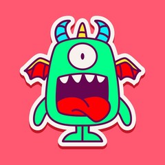 cute monster cartoon doodle design for coloring, backgrounds, stickers, logos, symbol, icons and more