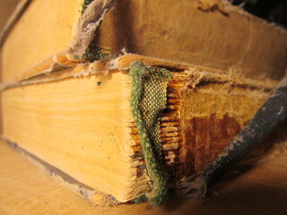 old books on a wooden table