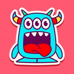 cute monster cartoon doodle design for coloring, backgrounds, stickers, logos, symbol, icons and more
