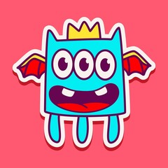 cute monster cartoon doodle design for coloring, backgrounds, stickers, logos, symbol, icons and more