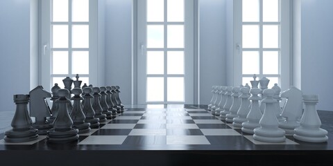 3d illustration of chess board - 414748181