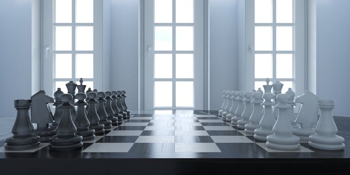 3d illustration of chess board