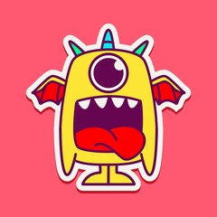 Obraz premium cute monster cartoon doodle design for coloring, backgrounds, stickers, logos, symbol, icons and more
