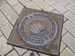 manhole cover in the street