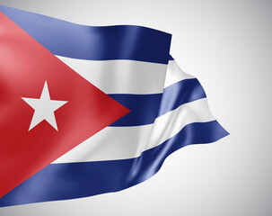 Cuba, vector flag with waves and bends waving in the wind on a white background.