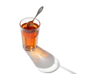 splash of iced tea isolated on white background.