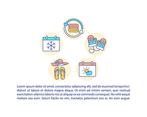 Review clothes seasonally concept icon with text. Check clothes condition in your wardrobe. PPT page vector template. Brochure, magazine, booklet design element with linear illustrations