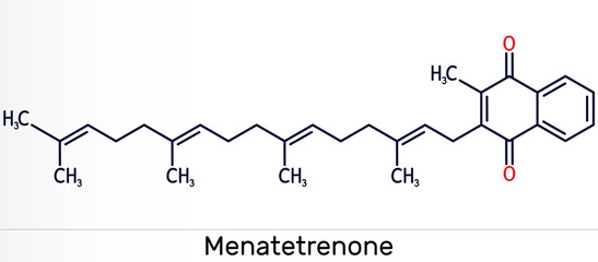 Menatetrenone, menachinon-4, MK-4 molecule. It is vitamin K2,menaquinone. Skeletal chemical formula