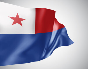 Chile, vector flag with waves and bends waving in the wind on a white background.