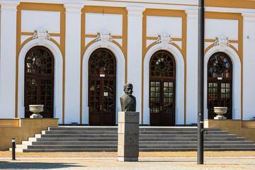 Architectural details, facade of the building of the 1 Decembrie 1918 University, Alba Iulia, Romania, 2021